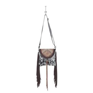 MONOCHROMATIC SPECKLES LEATHER & HAIRON BAG-BLACK